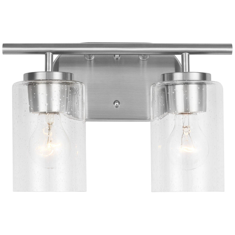 Oslo 2-Light Seeded Glass Bath Vanity Light in Brushed Nickel