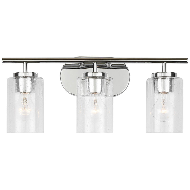 Oslo 3-Light Seeded Glass Bath Vanity Light in Chrome