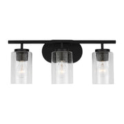 Oslo 3-Light Seeded Glass Bath Vanity Light in Midnight Black