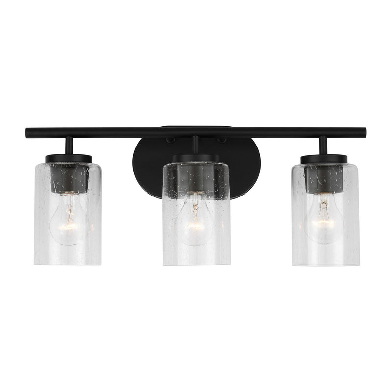 Oslo 3-Light Seeded Glass Bath Vanity Light in Midnight Black
