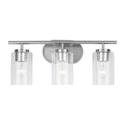 Oslo 3-Light Seeded Glass Bath Vanity Light in Brushed Nickel