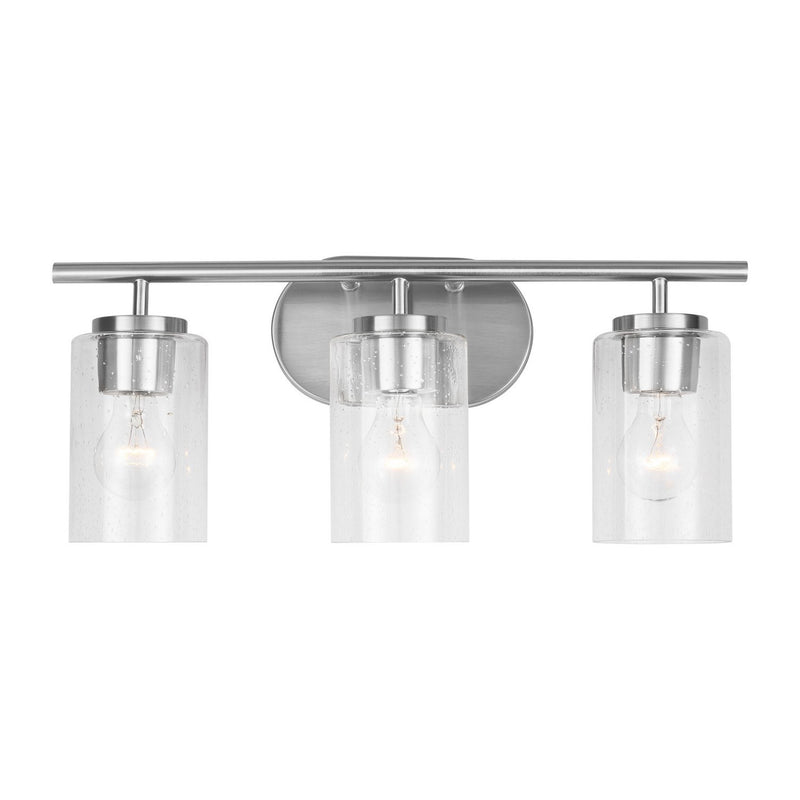 Oslo 3-Light Seeded Glass Bath Vanity Light in Brushed Nickel