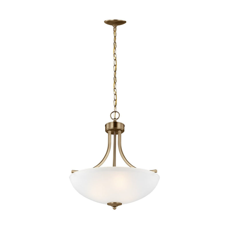 Geary 3-Light Bowl Pendant in Satin Brass