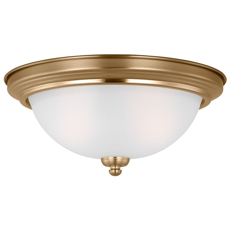 Geary 2-Light Flush Mount in Satin Brass