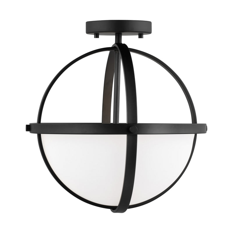 Alturas Two Light Semi-Flush Convertible Pendant in Midnight Black