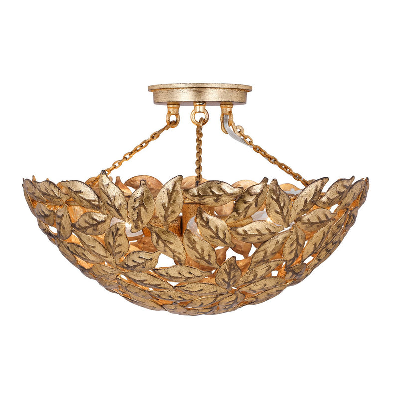 Kelan 3-Light Semi-Flush Mount in Antique Gild