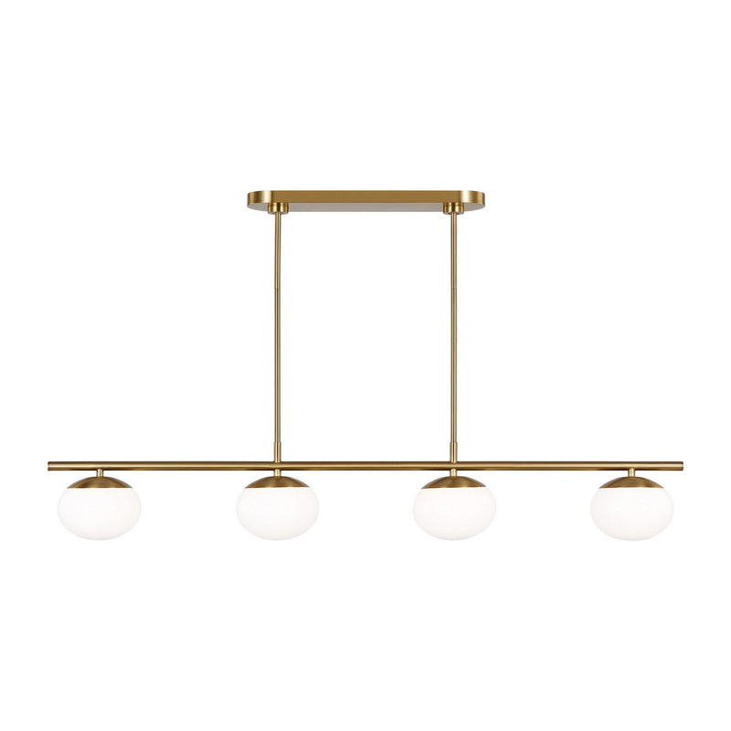 Lune Medium 4-Light Linear Pendant in Burnished Brass