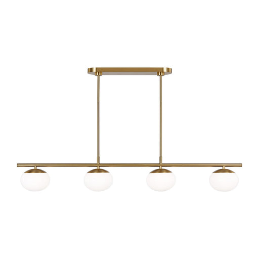 Lune Medium 4-Light Linear Pendant in Burnished Brass