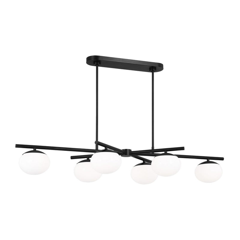 Lune Large 6-Light Linear Pendant in Aged Iron