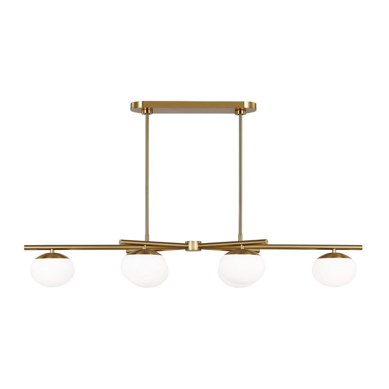 Lune Large 6-Light Linear Pendant in Burnished Brass