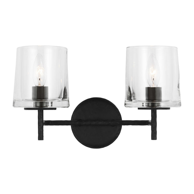 Marietta 2-Light Bath Vanity Light in Aged Iron