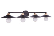Isaac 4 Light 36.5" Vanity in Flat Black/Satin Brass