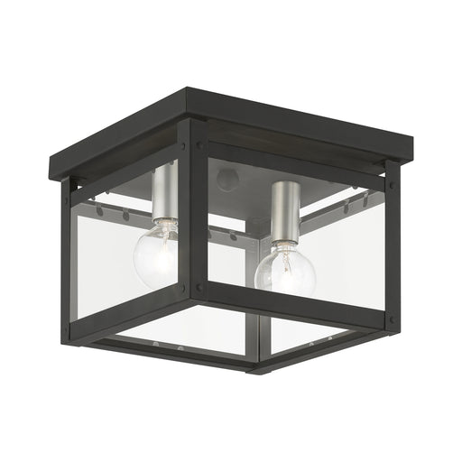 Milford Two Light Flush Mount in Black w/Brushed Nickel