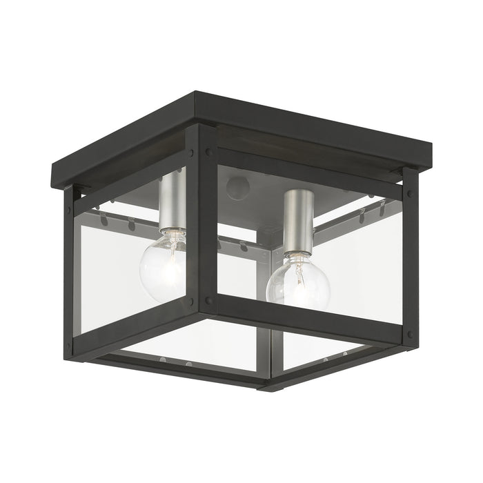 Milford Two Light Flush Mount in Black w/Brushed Nickel
