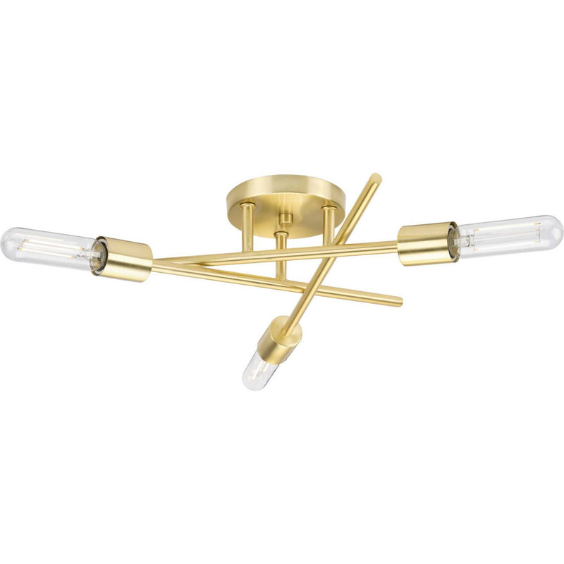Astra 3-Light Semi-Flush Mount in Satin Brass