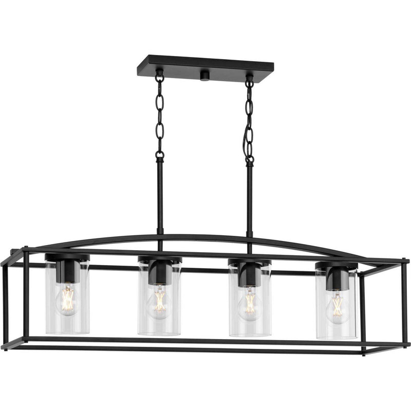 Swansea 4-Light 36" Linear Outdoor Chandelier in Matte Black