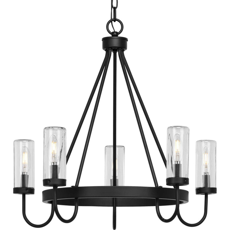 Swansea 5-Light Outdoor Chandelier in Matte Black