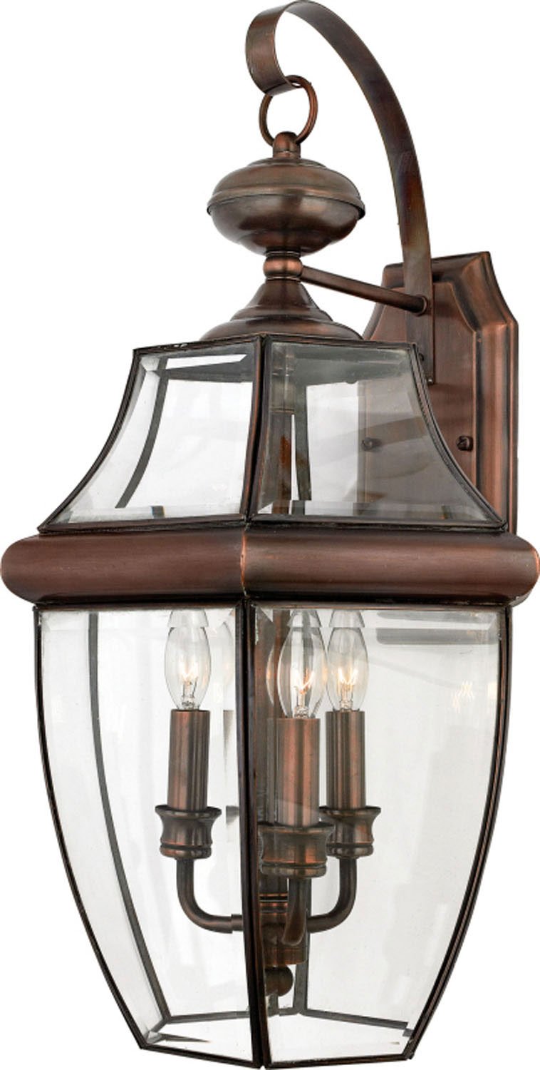 Newbury 3-Light Outdoor Wall Lantern in Aged Copper
