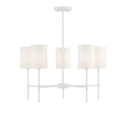 Fabric Shade 25" 5-Light Chandelier in Bisque White