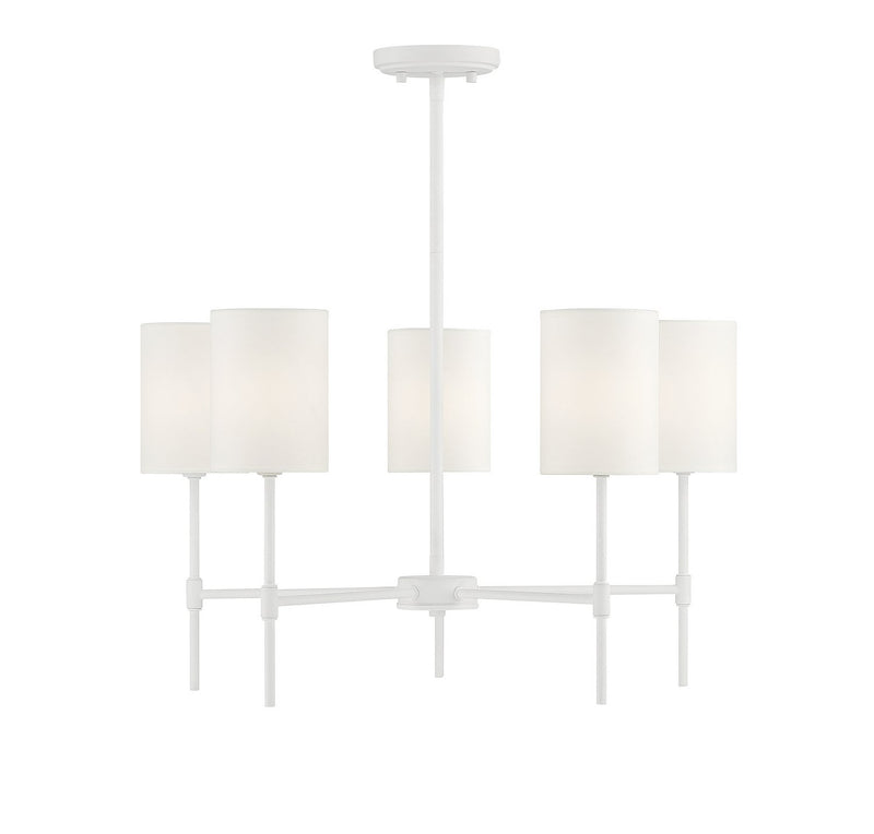 Fabric Shade 25" 5-Light Chandelier in Bisque White