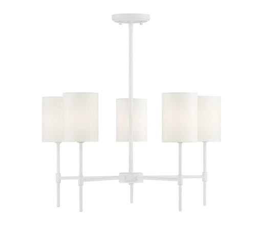 Fabric Shade 25" 5-Light Chandelier in Bisque White
