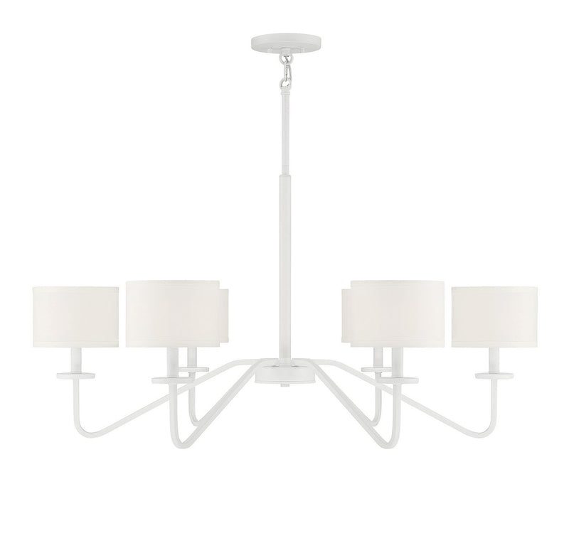 Fabric Shade 42" 6-Light Chandelier in Bisque White