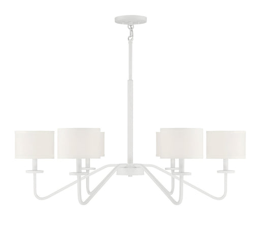 Fabric Shade 42" 6-Light Chandelier in Bisque White