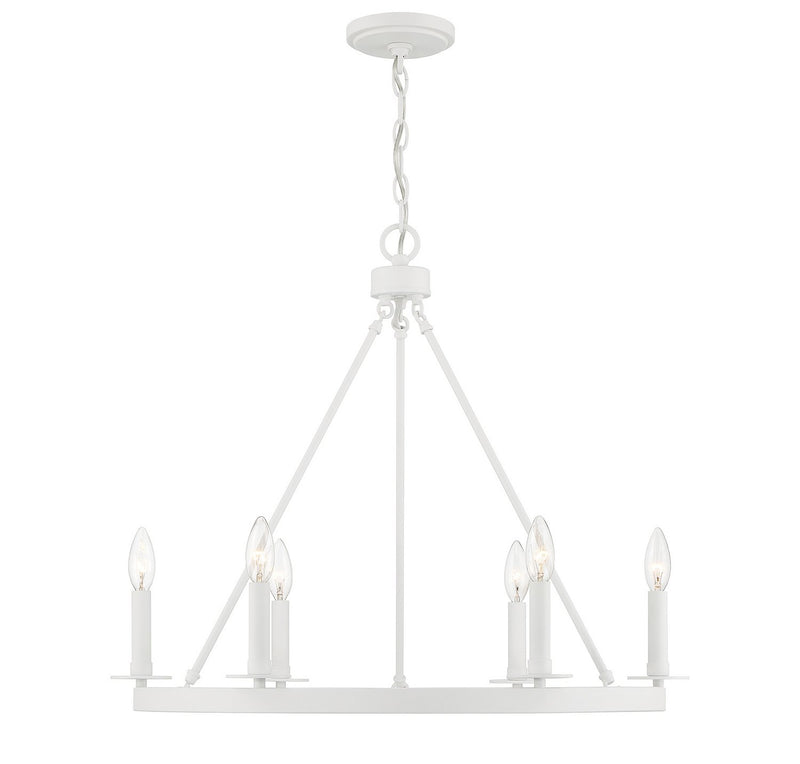 Round Candle 26" 6-Light Chandelier in Bisque White