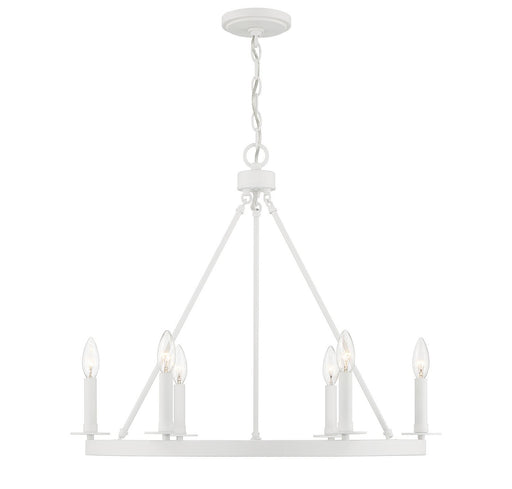 Round Candle 26" 6-Light Chandelier in Bisque White
