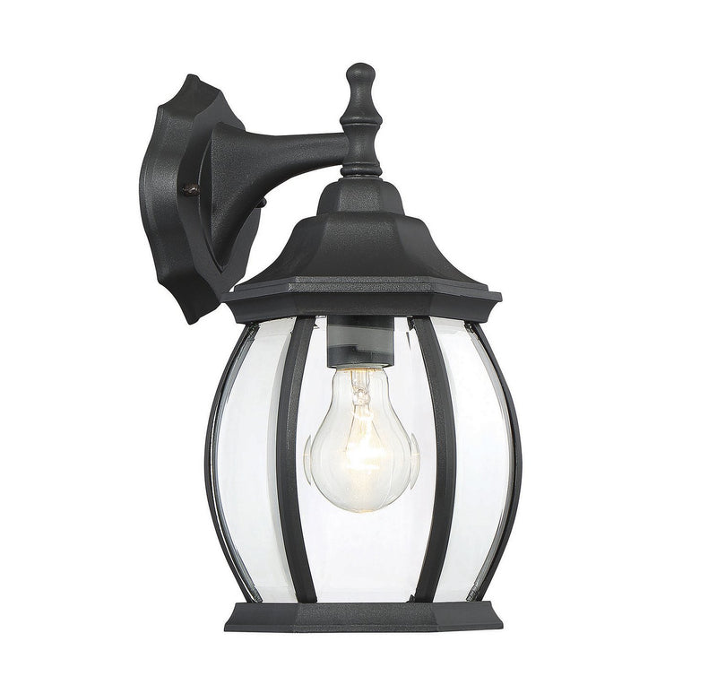 Traditional Beveled Glass 13" 1-Light Outdoor Wall Lantern in Black