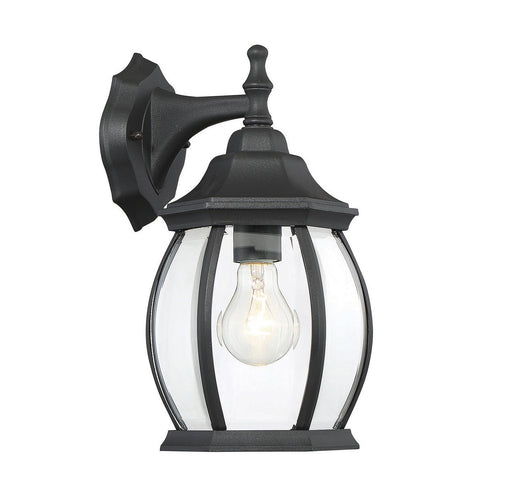 Traditional Beveled Glass 13" 1-Light Outdoor Wall Lantern in Black