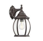 Traditional Beveled Glass 13" 1-Light Outdoor Wall Lantern in Rustic Bronze