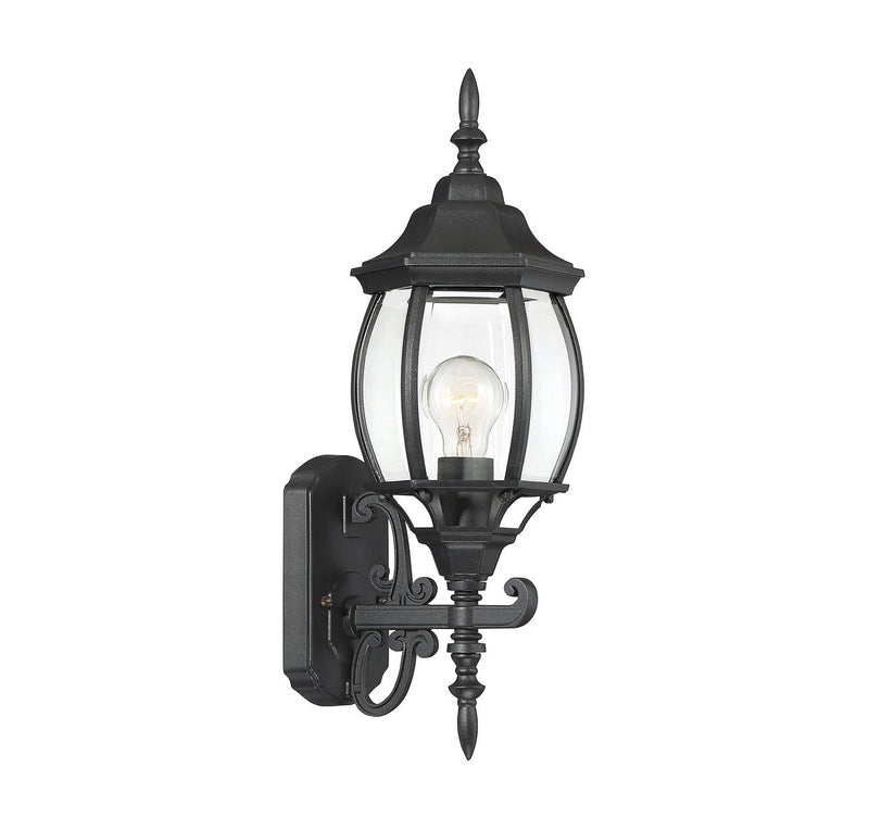 Traditional Beveled Glass 18" 1-Light Outdoor Wall Lantern in Black