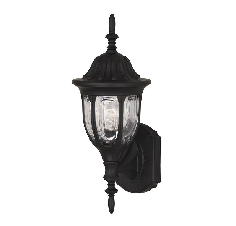 Classic Beveled Glass 16" 1-Light Outdoor Wall Lantern in Black