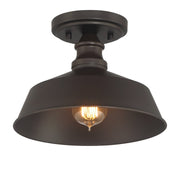 Vintage Open Metal Shade 10" 1-Light Semi-Flush Mount in Oil Rubbed Bronze