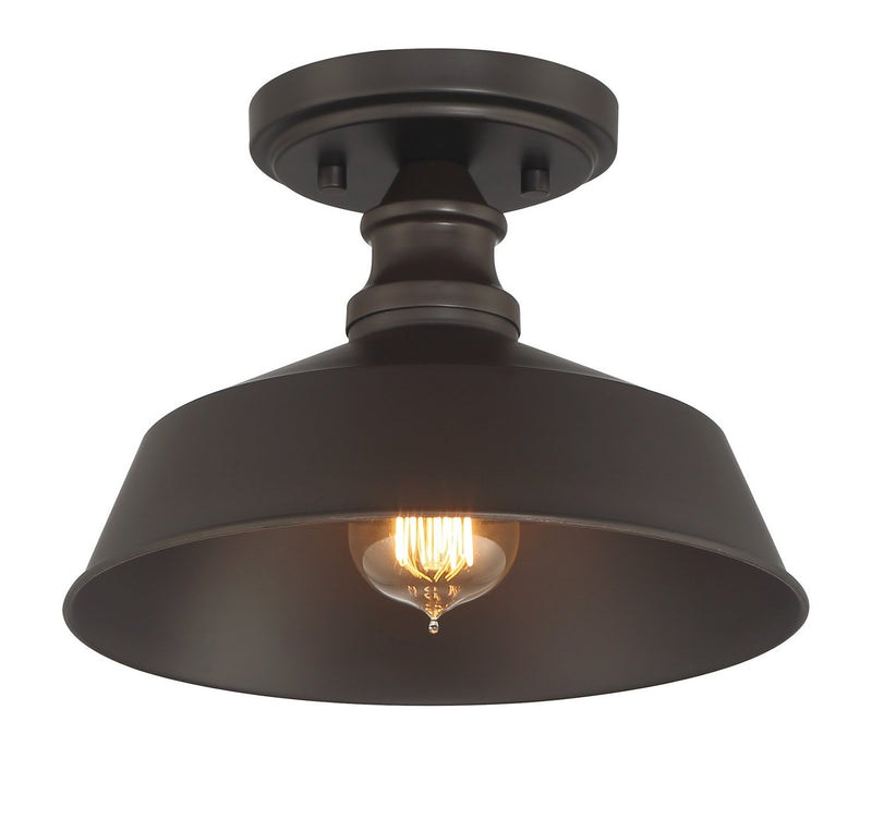 Vintage Open Metal Shade 10" 1-Light Semi-Flush Mount in Oil Rubbed Bronze