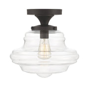 Schoolhouse Clear Glass 12" 1-Light Semi-Flush Mount in Oil Rubbed Bronze