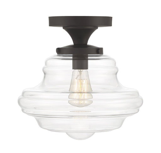 Schoolhouse Clear Glass 12" 1-Light Semi-Flush Mount in Oil Rubbed Bronze