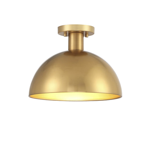 Industrial Metal Bell 12" 1-Light Semi-Flush Mount in Natural Brass