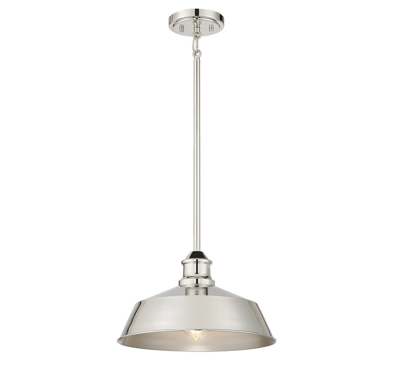Vintage Metal Bell 14" 1-Light Pendant in Polished Nickel