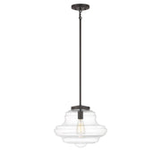 Schoolhouse Clear Glass 15" 1-Light Pendant in Oil Rubbed Bronze