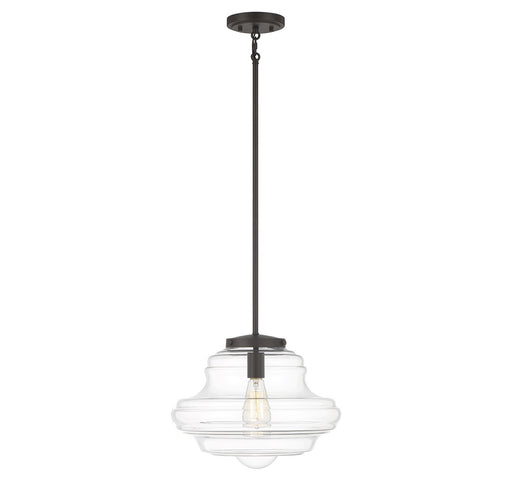 Schoolhouse Clear Glass 15" 1-Light Pendant in Oil Rubbed Bronze