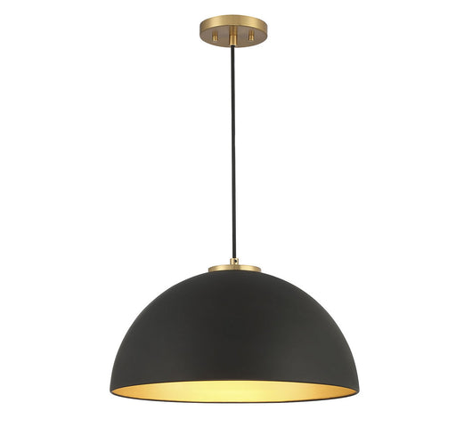 Industrial Metal Bell 18" 1-Light Pendant in Matte Black with Natural Brass