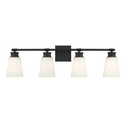 Milk Glass 31" 4-Light Bath Vanity Light in Matte Black