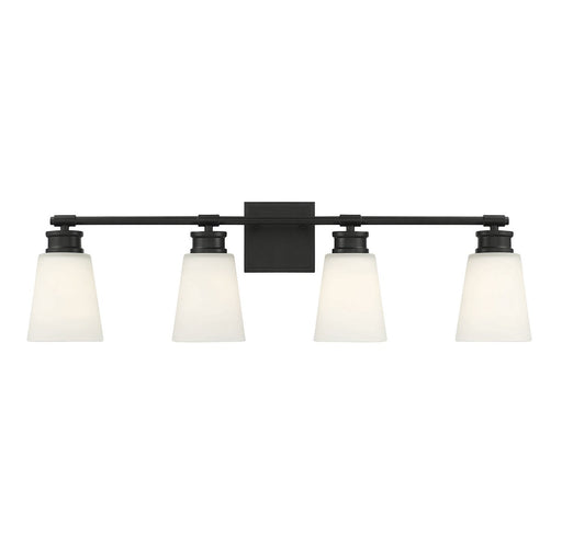 Milk Glass 31" 4-Light Bath Vanity Light in Matte Black