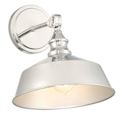 Barn Shade Long Arm 1-Light Wall Sconce in Polished Nickel