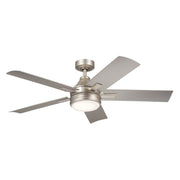 Tide 52" Wet-Rated Outdoor Ceiling Fan with Light in Brushed Nickel