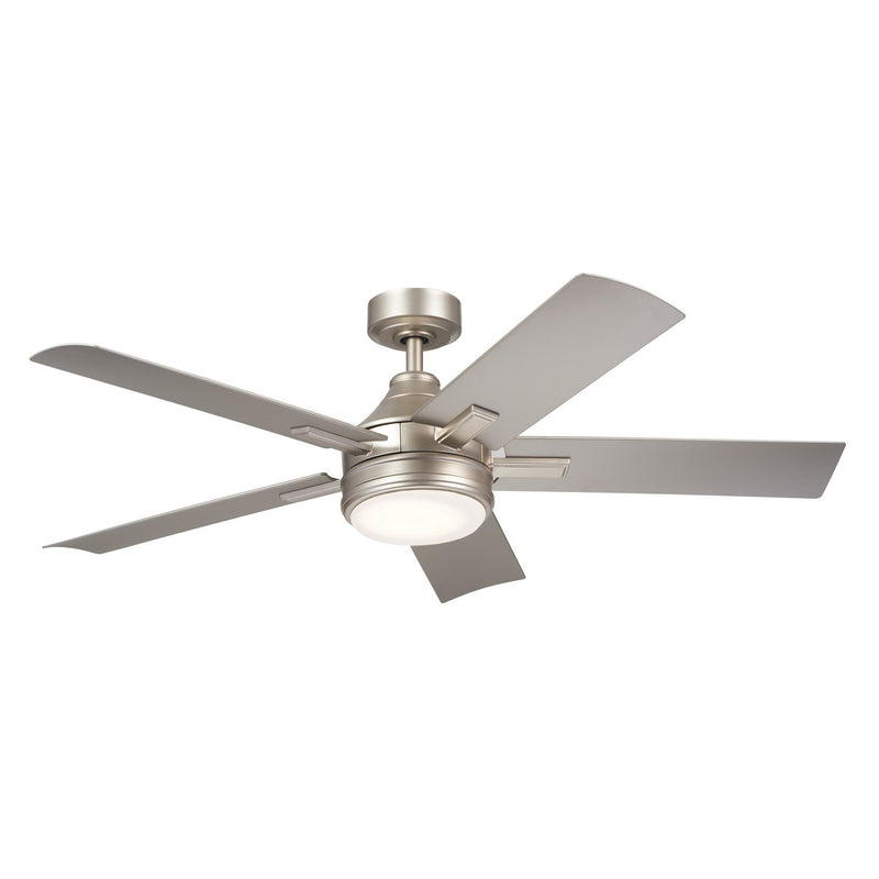 Tide 52" Wet-Rated Outdoor Ceiling Fan with Light in Brushed Nickel