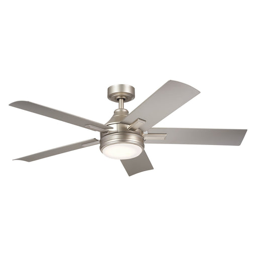 Tide 52" Wet-Rated Outdoor Ceiling Fan with Light in Brushed Nickel