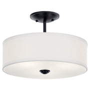 Shailene 3-Light 14" Round Semi-Flush Mount in Black